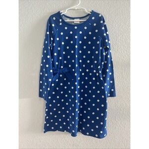 Hanna Andersson Girls Long Sleeve Blue Polka Dot Dress Size 8 NWT